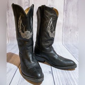Harley Davidson Men 9 M Black Leather Cowboy Motorcycle Riding Boots